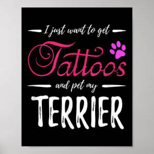 Affiche Terrier Amoureux des chiens Tattoo Funny Chien Mam