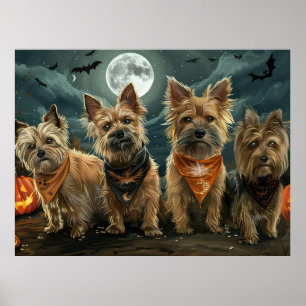 Affiche Terrier Australien Halloween Effrayant