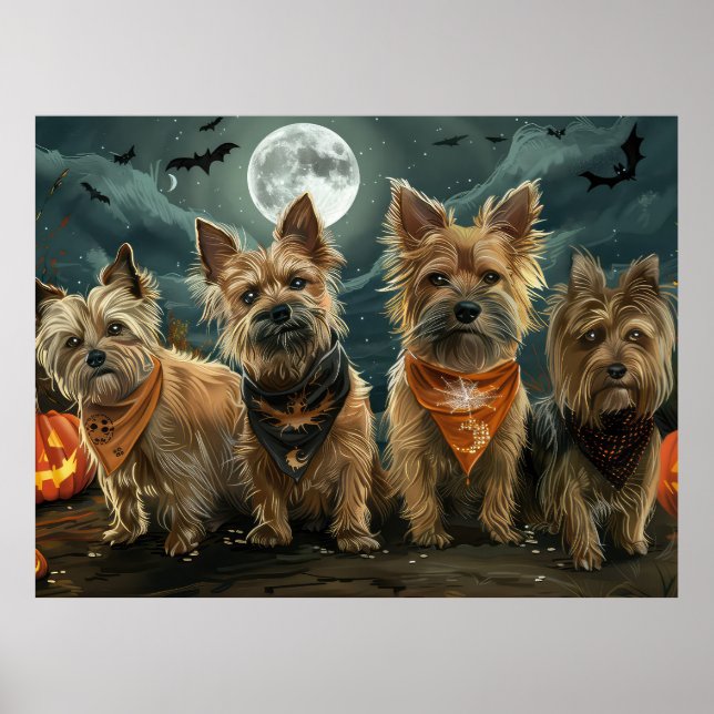 Affiche Terrier Australien Halloween Effrayant (Devant)