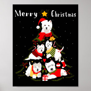 Affiche Terrier Blanc West Highland Westie Arbre de Noël