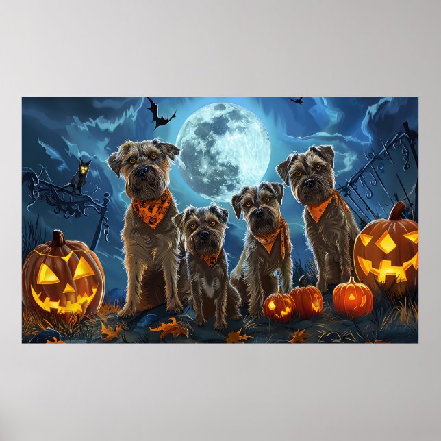 Affiche Térrier de la baie de Chesapeake Halloween effraya (Devant)