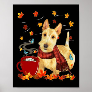 Affiche Terrier écossais roux - Automne - Chocolat - Chaud