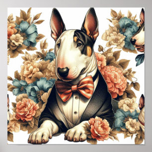 Affiche Terrier Floral Cute Retro