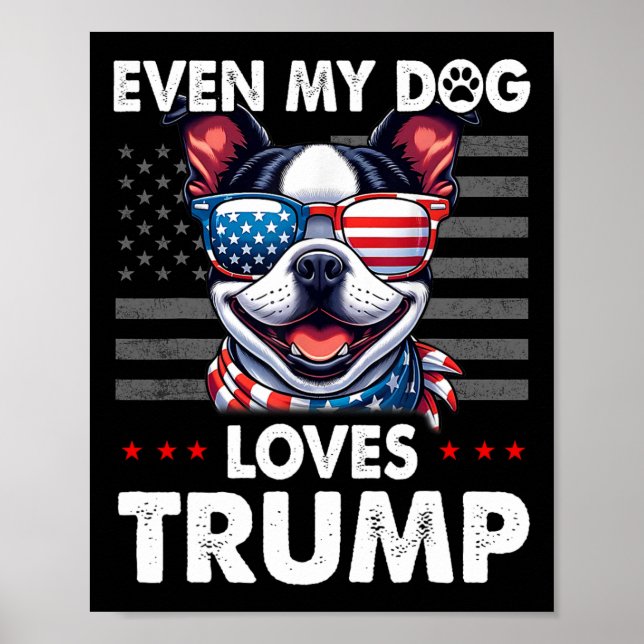 Affiche Terrier Même Mon Chien Aime Trump Funny (Devant)
