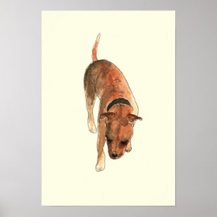 Affiche Terrier Staffordshire Bull Fun Art Chien Aquarelle