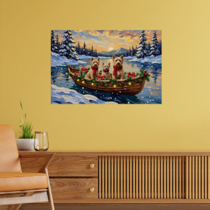 Affiche Tervueren à poil doux Noël Bateau Fêtes