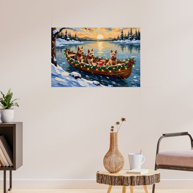 Affiche Tervueren Fox Terrier Noël Bateau Fêtes (Salon 3)
