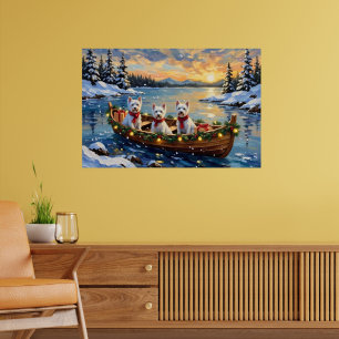 Affiche Tervueren West Highland White Terrier Noël Bateau 