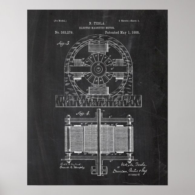 Affiche Tesla Electro Motor Patent (Devant)