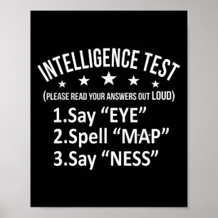 Affiche Test d'intelligence Humour adulte drôle Sarcasme G