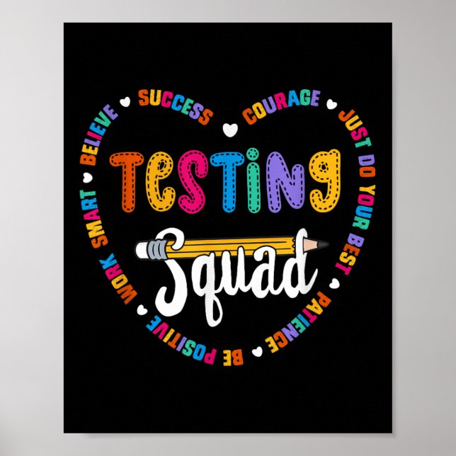 Affiche Testing Squad Motivational Test Day Words Heart Te (Devant)