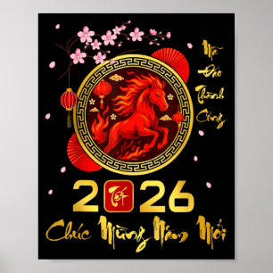 Affiche Tét 2026 année vietnamienne du cheval Nouvel An lu