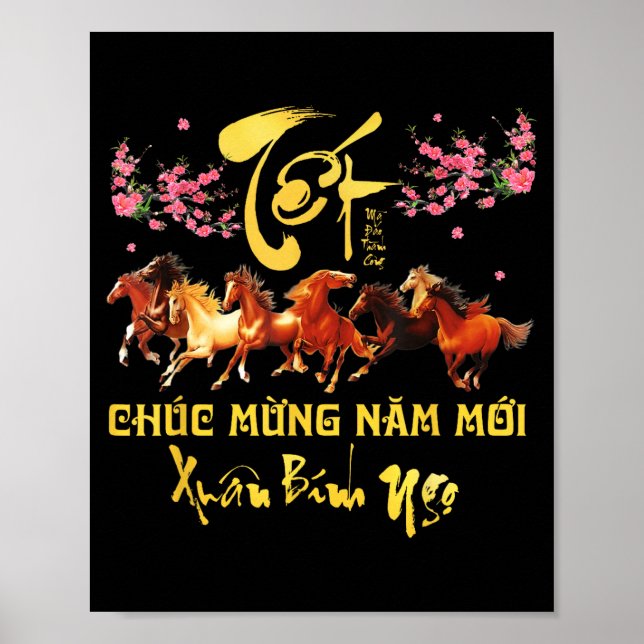 Affiche Tet 2026 Chuc Mung Nam Moi Horse Vietnamese Lunar  (Devant)