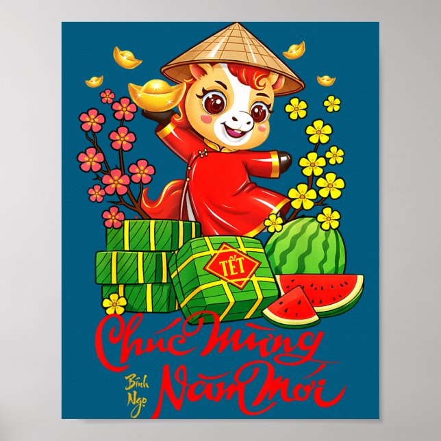 Affiche Tet 2026 Year Of The Horse Vietnamese Lunar New Ye (Devant)