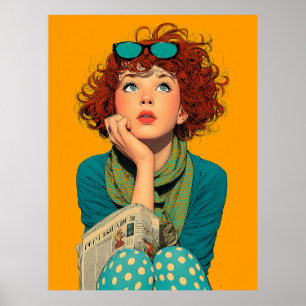 Affiche Tête blanche en Pois