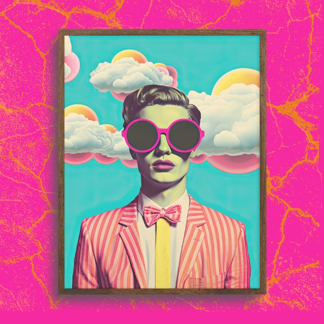 Affiche Tête dans le Clouds Surreal Collage Art (Créateur téléchargé)
