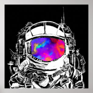 Affiche Tête d'astronaute tripante