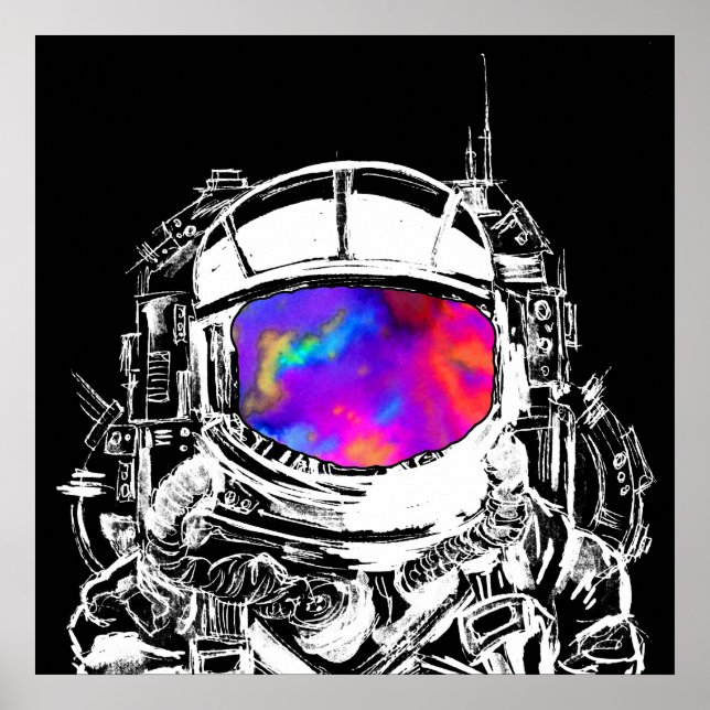 Affiche Tête d'astronaute tripante (Devant)