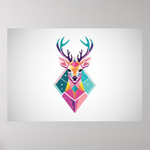 Affiche Tête de cerf colorée