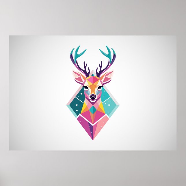 Affiche Tête de cerf colorée (Devant)
