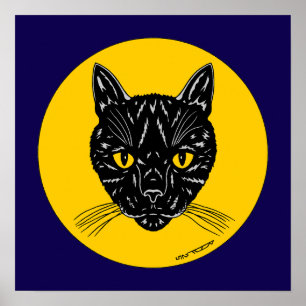 Affiche Tête de chat noir