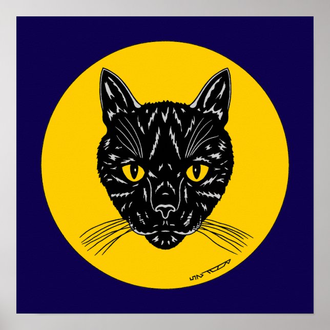 Affiche Tête de chat noir (Devant)