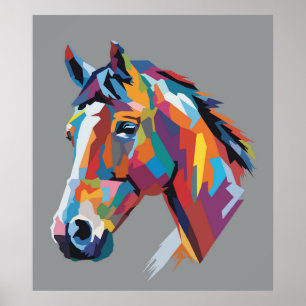 Affiche Tête de cheval pop art