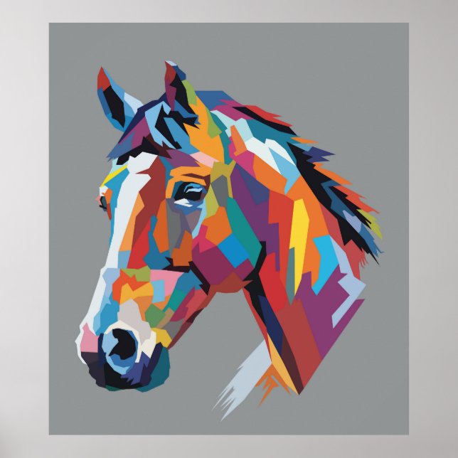 Affiche Tête de cheval pop art (Devant)