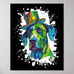 Affiche Tête de chien Grand Danois Irlandais Drôle St Patr