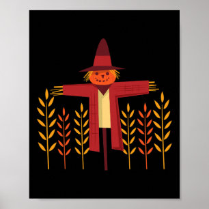 Affiche Tête de Citrouille de Scarecrow Champ de blé Autom