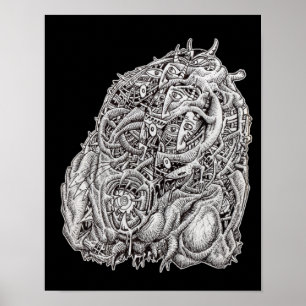 Affiche Tête de cosmographie, par Brian Benson, noir