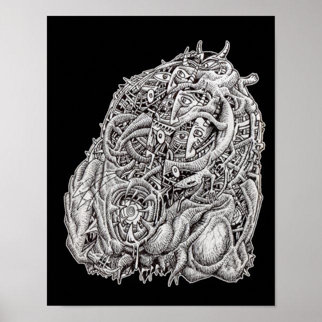 Affiche Tête de cosmographie, par Brian Benson, noir (Devant)