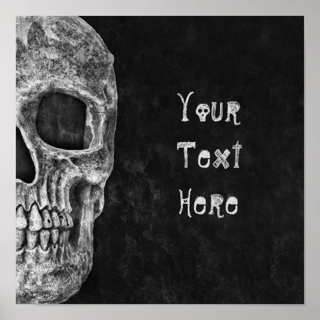 Affiche Tête de crâne gothique Coutume noir et blanc (Devant)