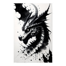 Tête de dragon d'encre