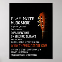 Tête de guitare, magasin d'instruments de musique
