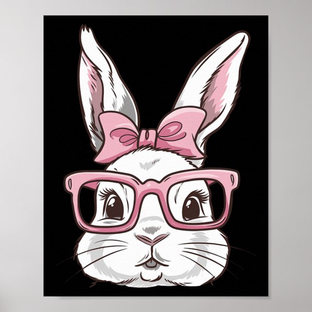 Affiche Tête De Lapin Avec Sungles Rose Cravate De Bow Jou (Devant)