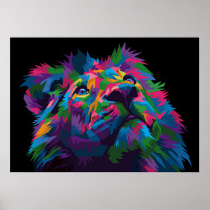 Affiche Tête de lion colorée Lion