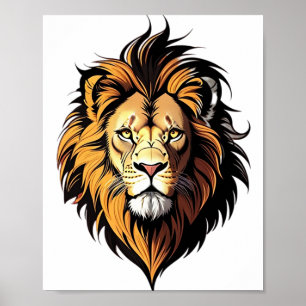 Affiche Tête de lion dessin animé