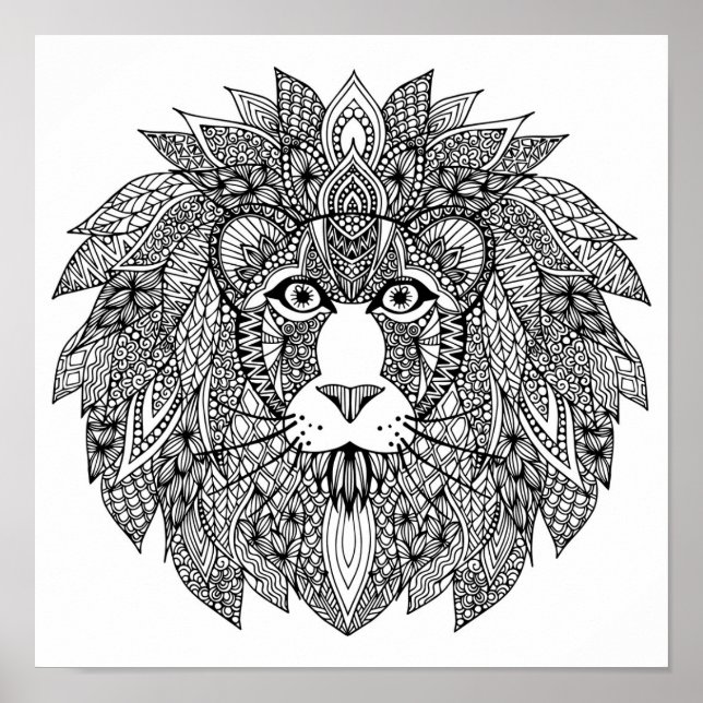 Affiche Tête de lion inspirée 4 (Devant)