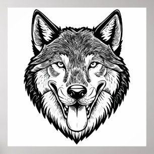 Affiche Tête de loup de face