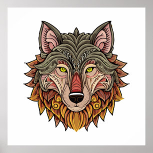 Affiche Tête de loup de face