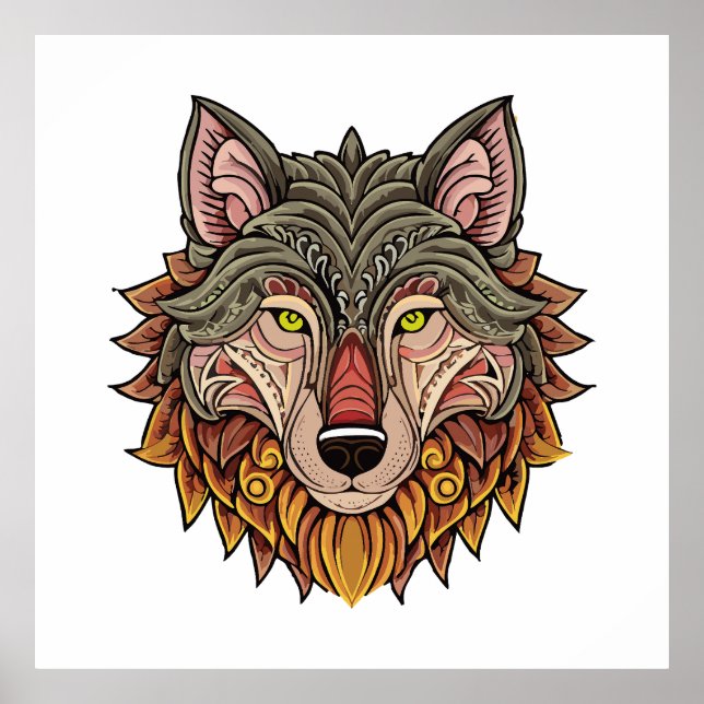 Affiche Tête de loup de face (Devant)