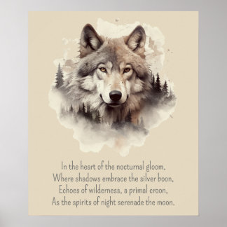 Affiche Tête de loup magnifique et poème II