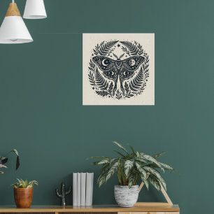 Affiche Tête de Mort Céleste Sombre Papillon de Nuit Art M