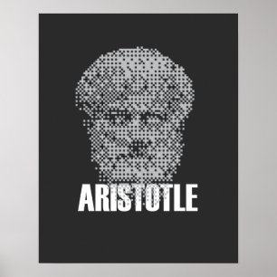 Affiche Tête de mosaique pixelisée d'Aristote