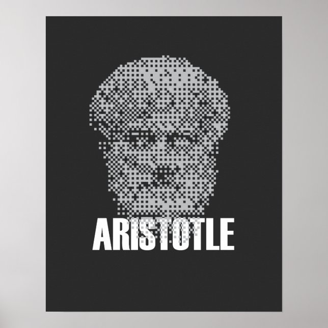 Affiche Tête de mosaique pixelisée d'Aristote (Devant)