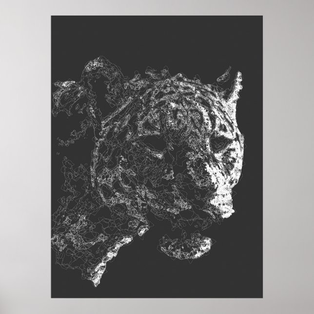 Affiche Tête de tigre abstraite fine art (Devant)