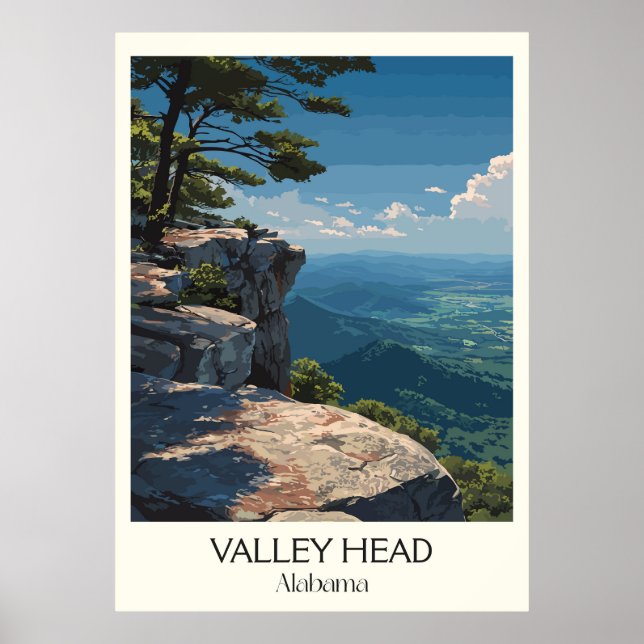 Affiche Tête de vallée Montagnes escarpées d'Alabama (Devant)