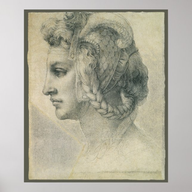 Affiche Tête idéale d'une femme par Michelangelo (Devant)