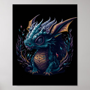 Affiche tête violette-bleu-dragon-à-tête-violet-bleu
